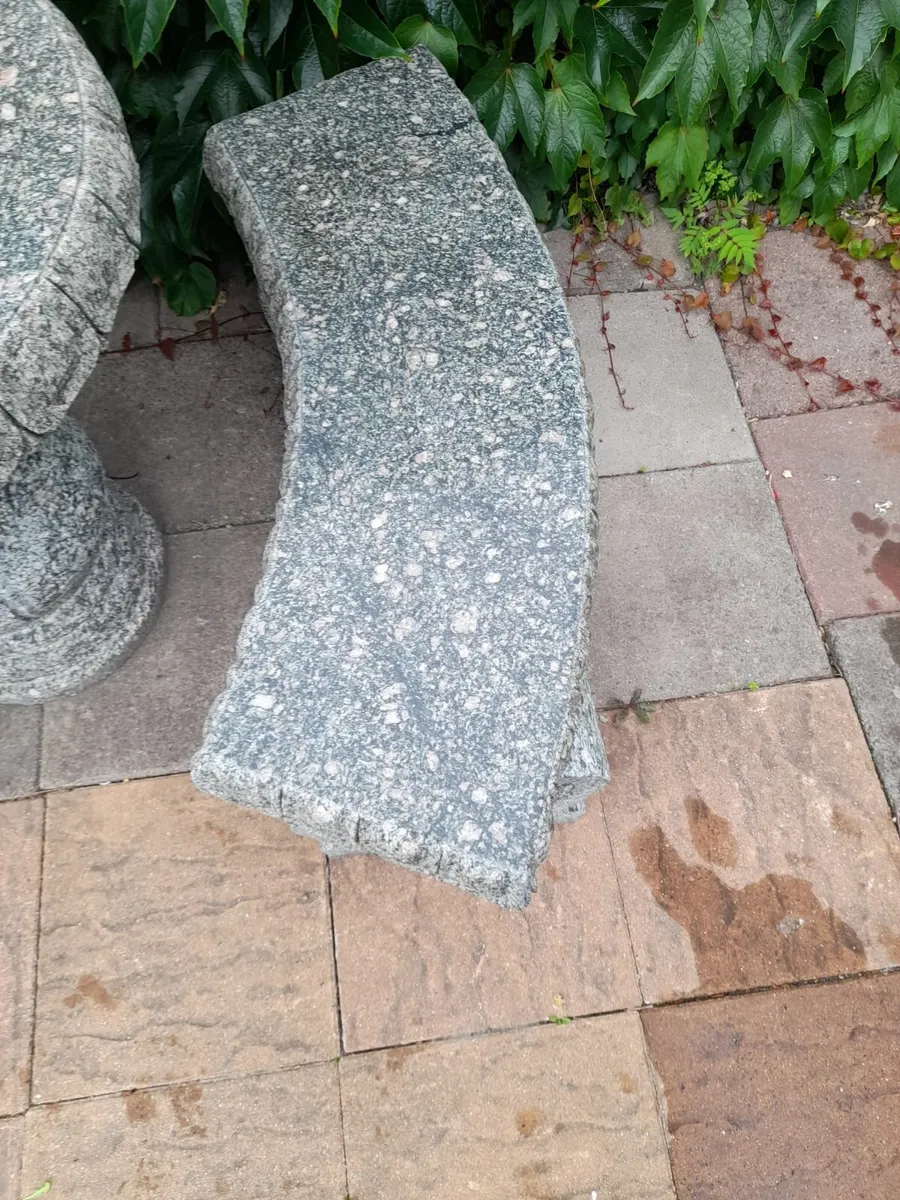 Granite and Marble Table and 2 Benches -  1,750 - Image 2