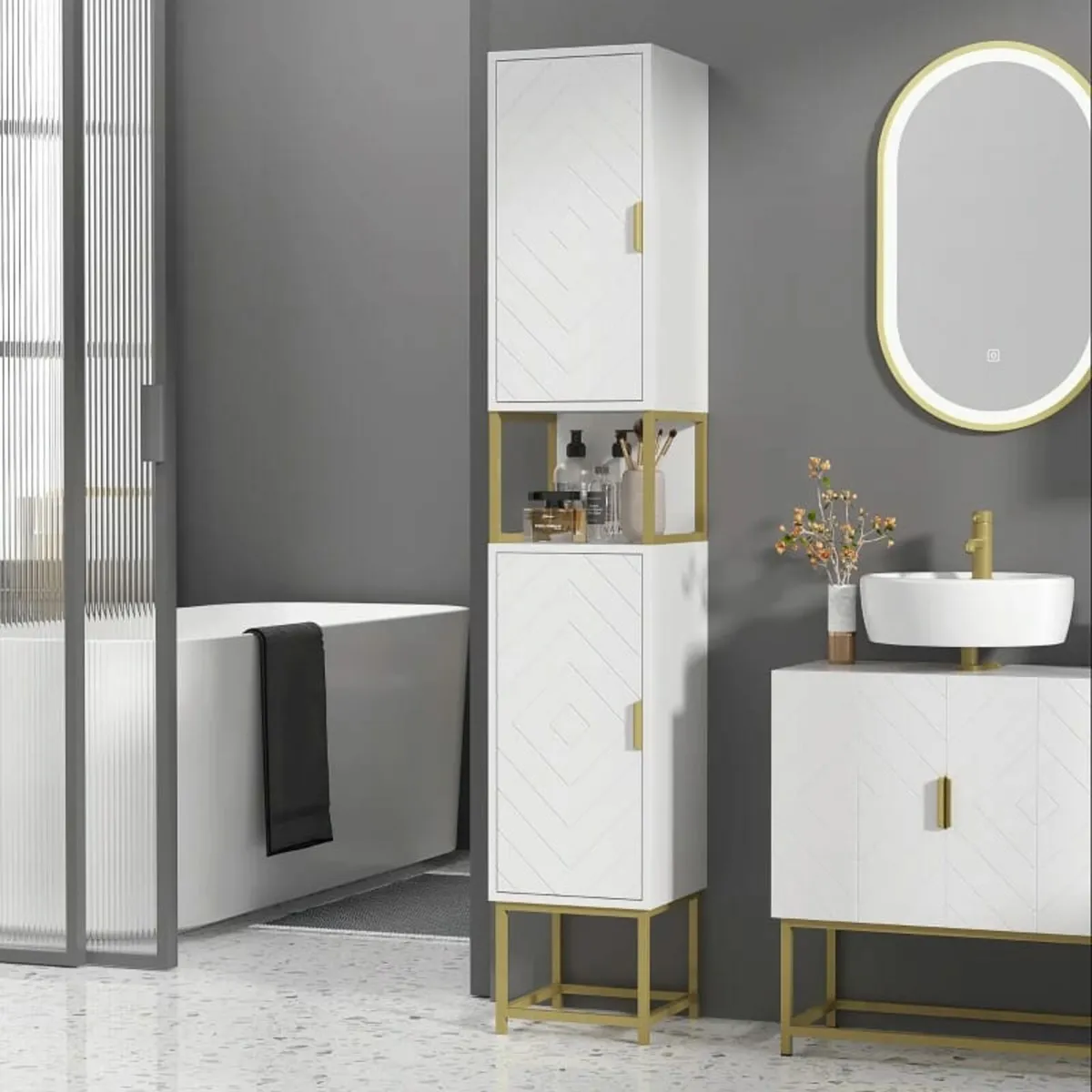 kleankin Narrow Bathroom Storage Cabinet, Freestan - Image 3