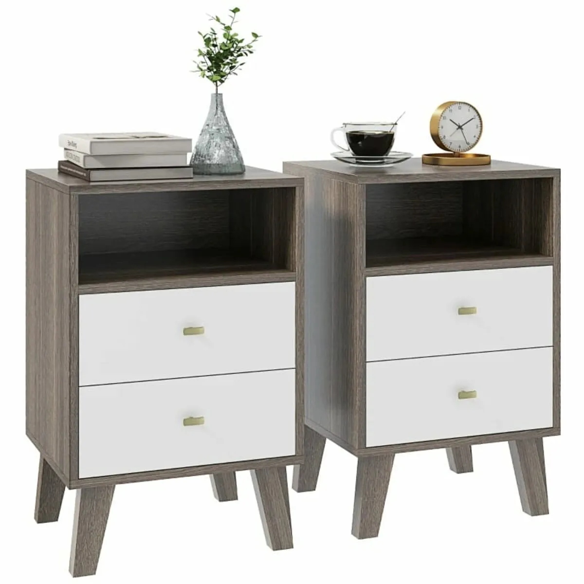 Industrial-Scandinavian Mix Bedside Table, with Dr - Image 1