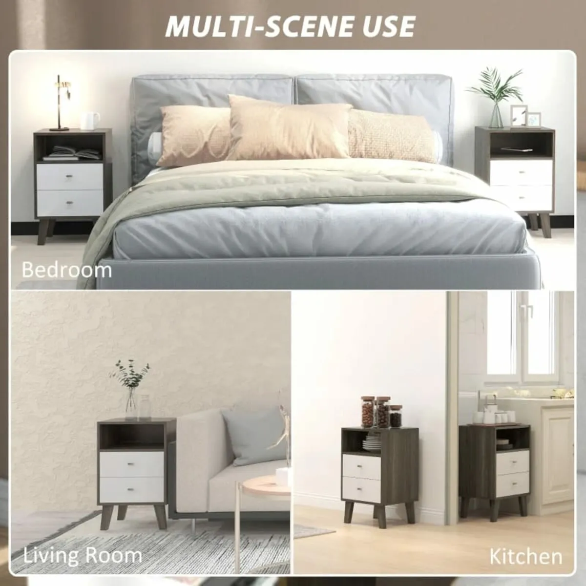Industrial-Scandinavian Mix Bedside Table, with Dr - Image 2