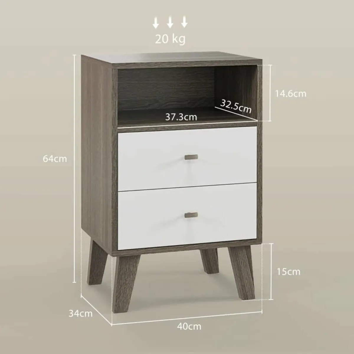 Industrial-Scandinavian Mix Bedside Table, with Dr - Image 3