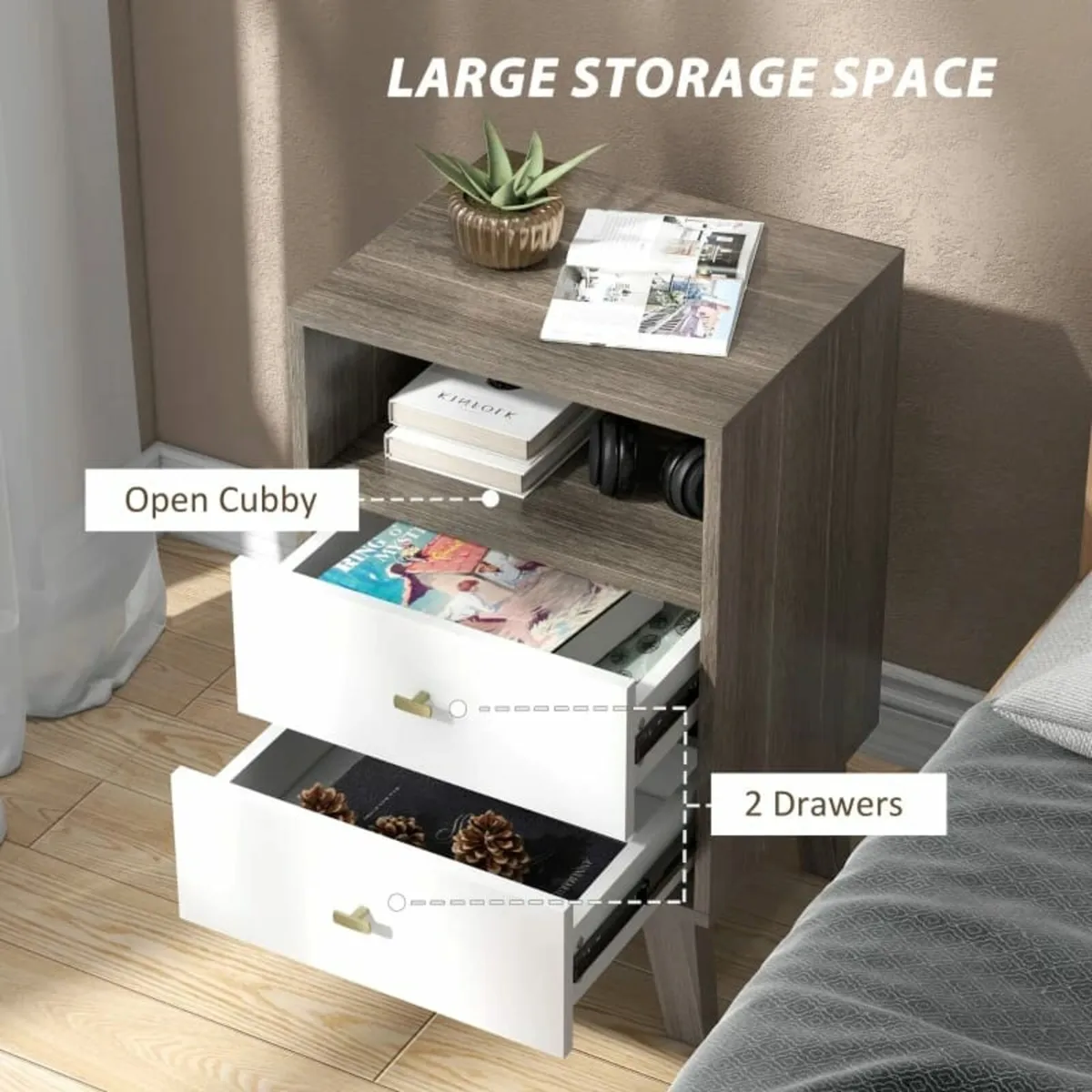 Industrial-Scandinavian Mix Bedside Table, with Dr - Image 4