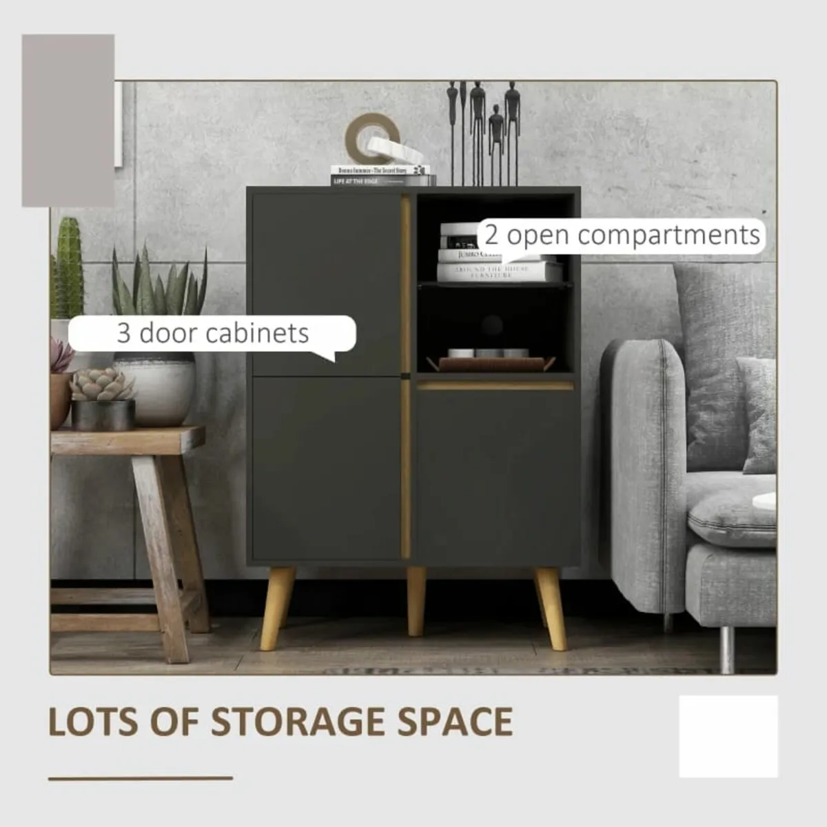 Storage Cabinet Sideboard with Tempered Glass Adju - Image 4