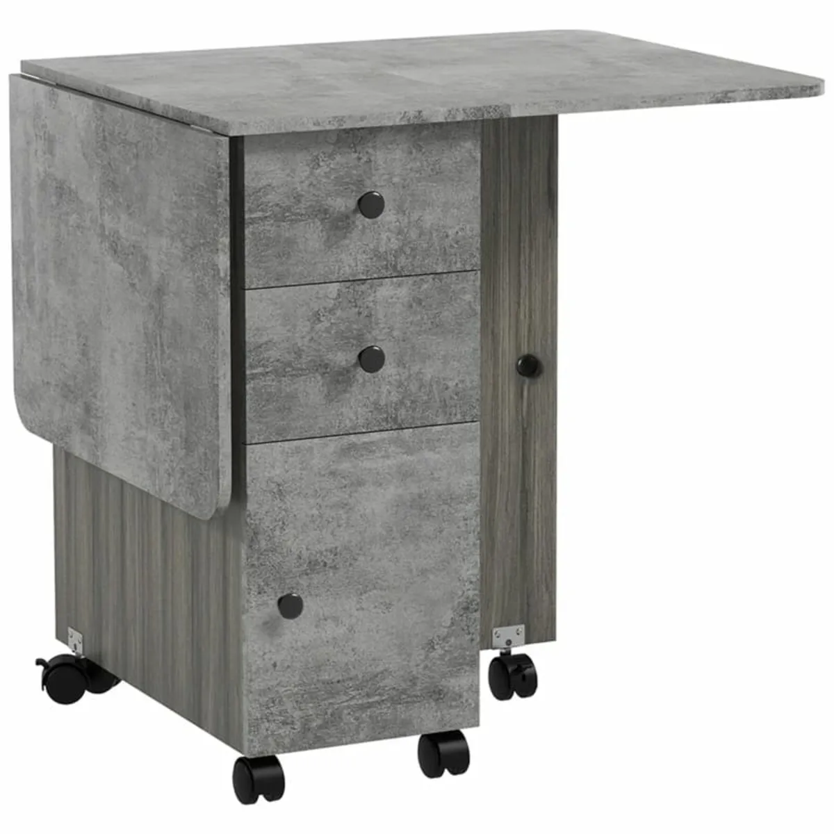 Multi-Storage Six-Person Drop Leaf Dining Table - - Image 1