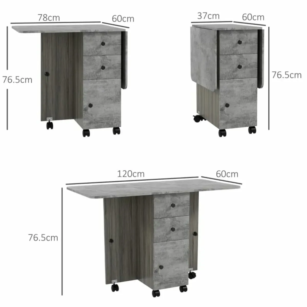 Multi-Storage Six-Person Drop Leaf Dining Table - - Image 2