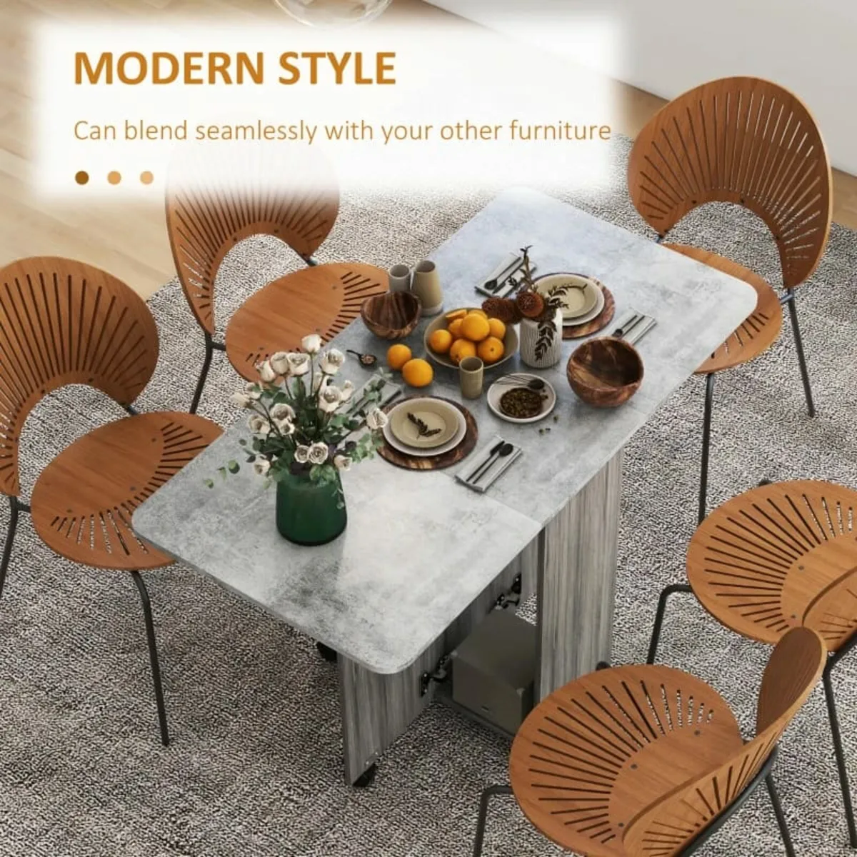 Multi-Storage Six-Person Drop Leaf Dining Table - - Image 4