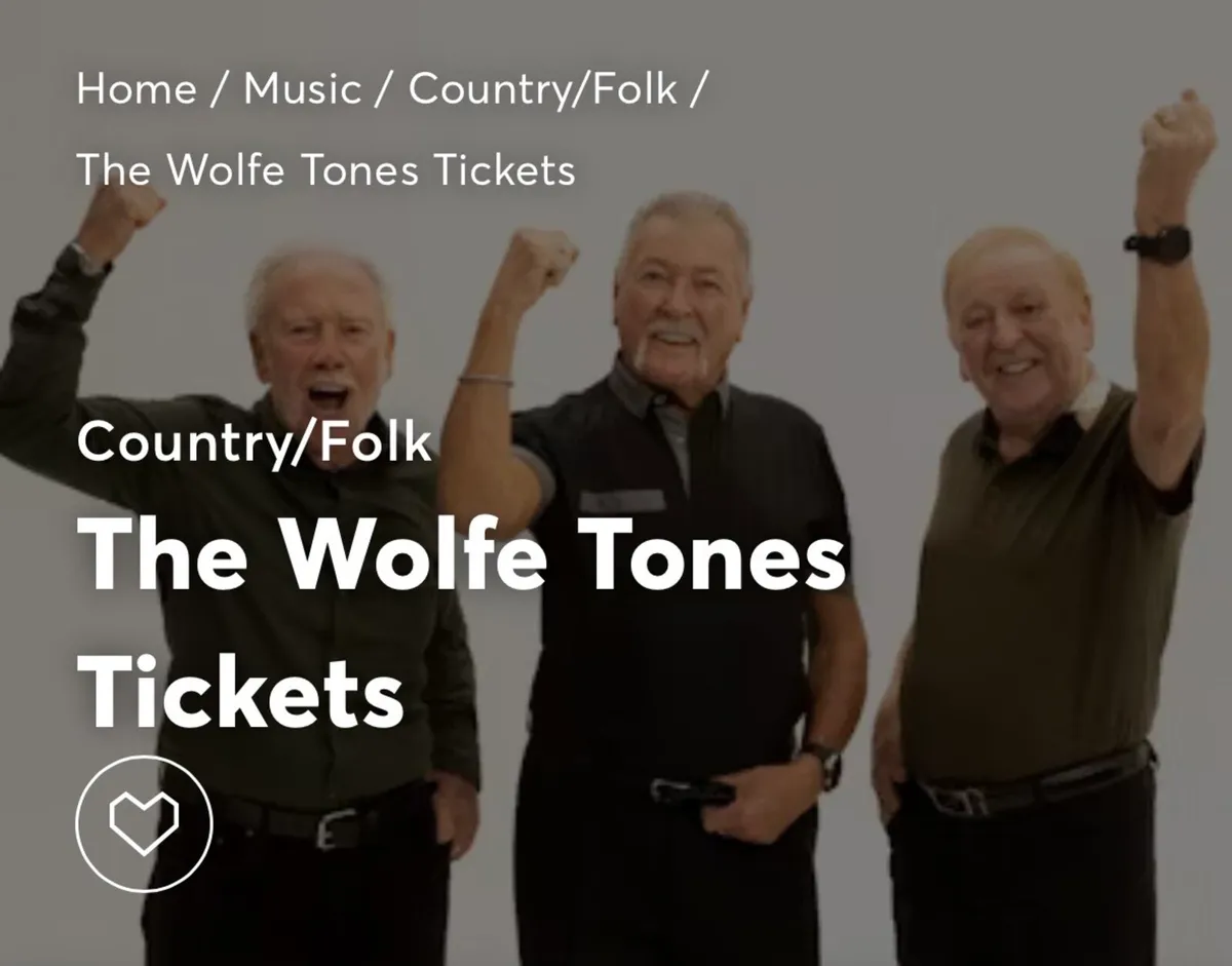 5 Standing Wolfe Tones Tickets Friday 11th July