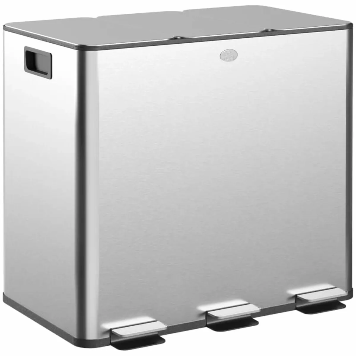 3 x 15L Pedal Bin, Steel Triple Kitchen Bin with S - Image 1