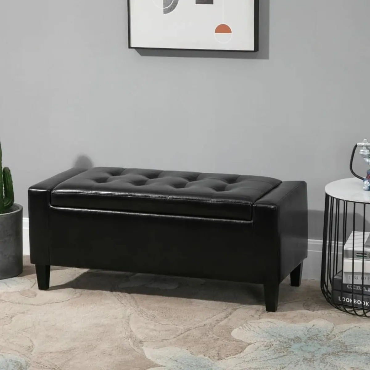 PU Leather Storage Ottoman Bench Storage Chest Tuf - Image 3