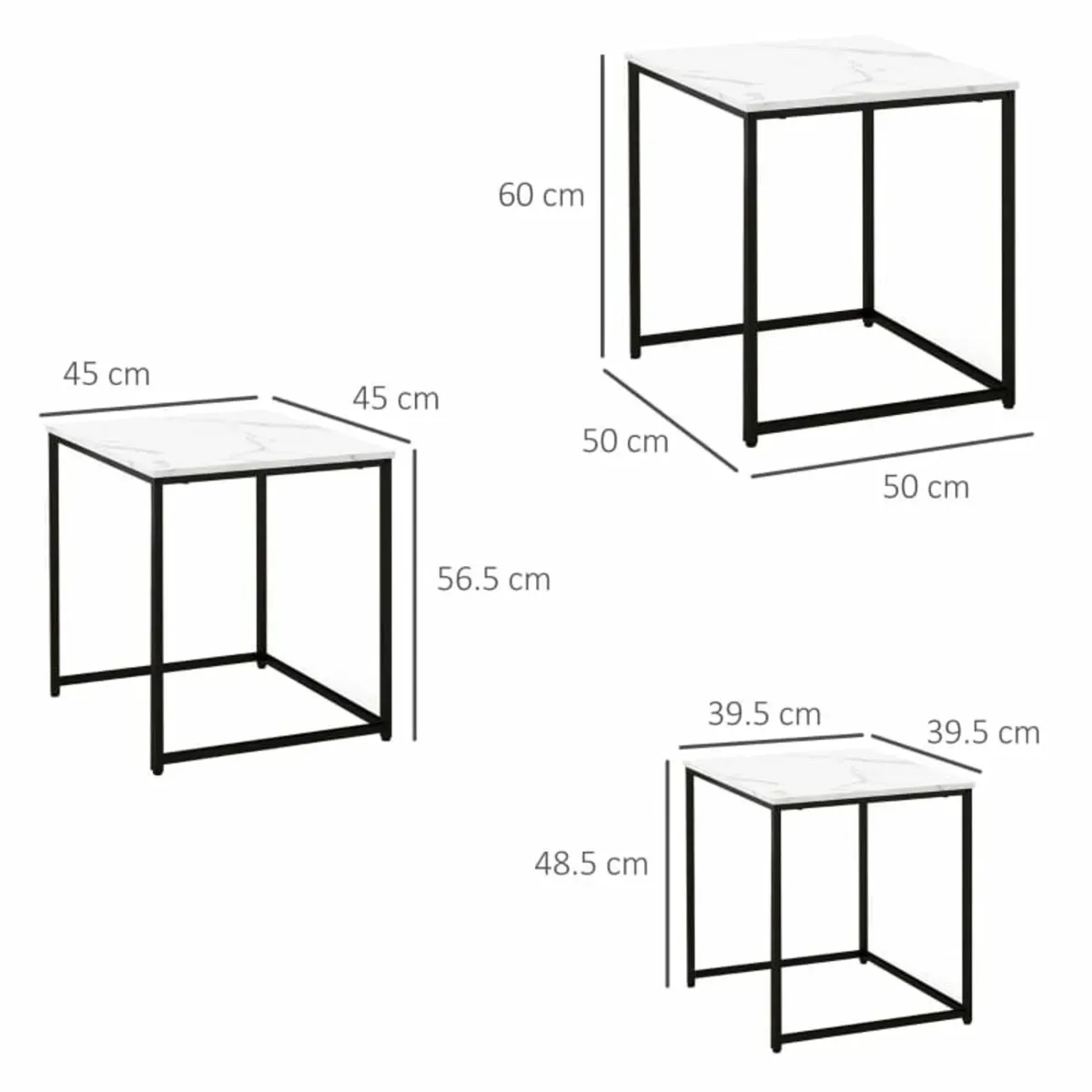 Three Nest of Tables, Marble Effect Finish - Image 2