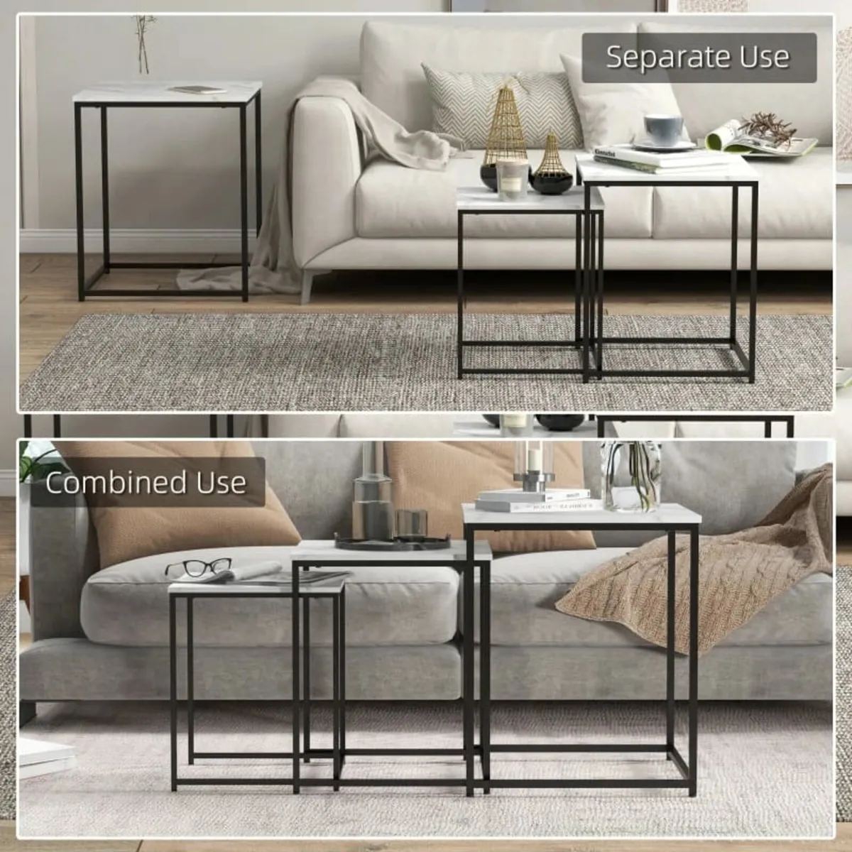 Three Nest of Tables, Marble Effect Finish - Image 4