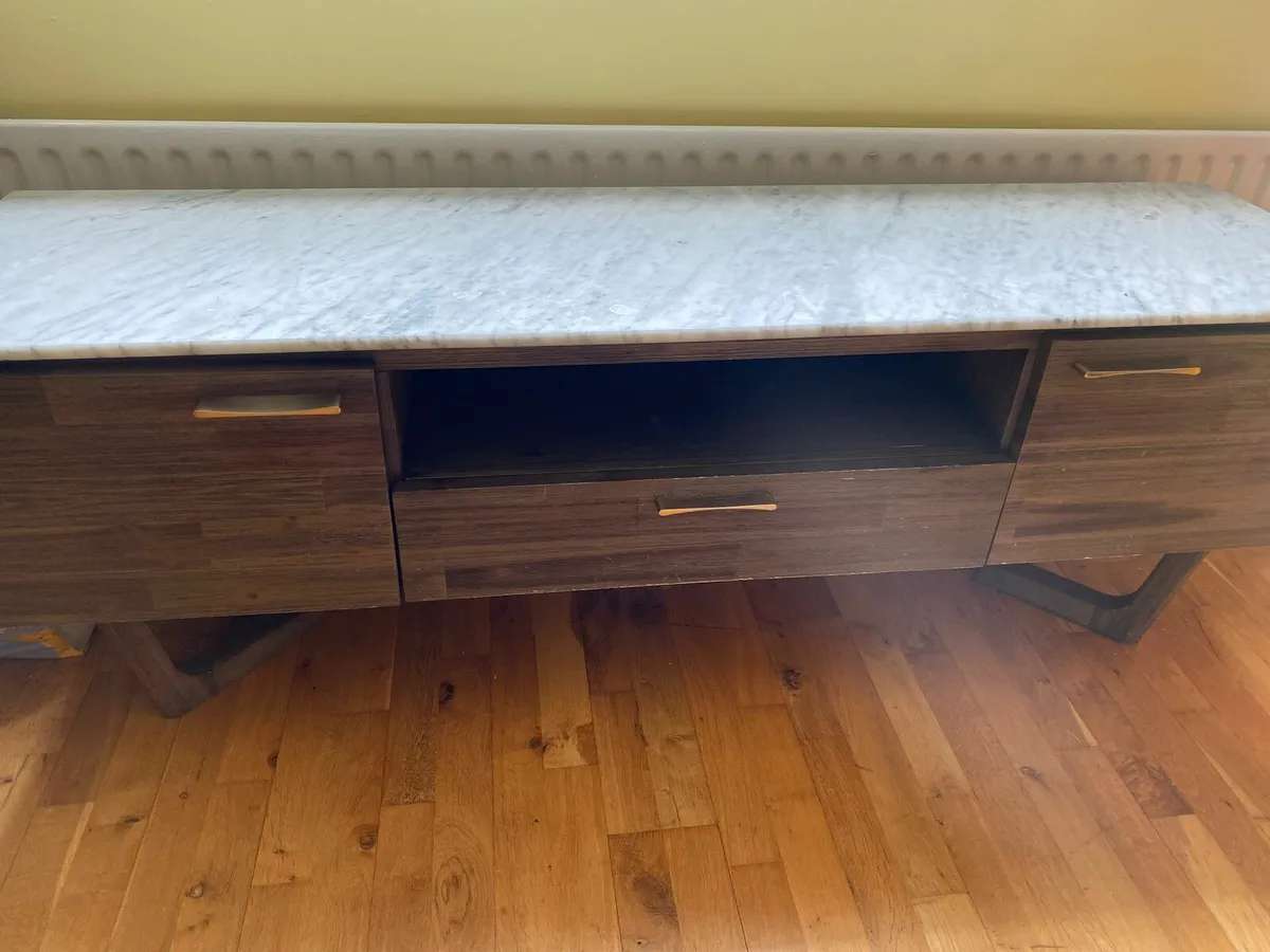 Karma 2 Door, 1 Drawer Marble Top TV Stand - Image 1