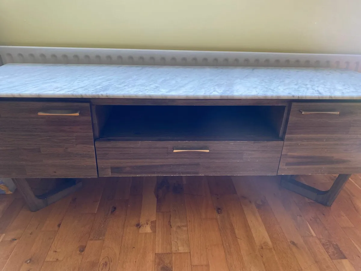 Karma 2 Door, 1 Drawer Marble Top TV Stand - Image 4