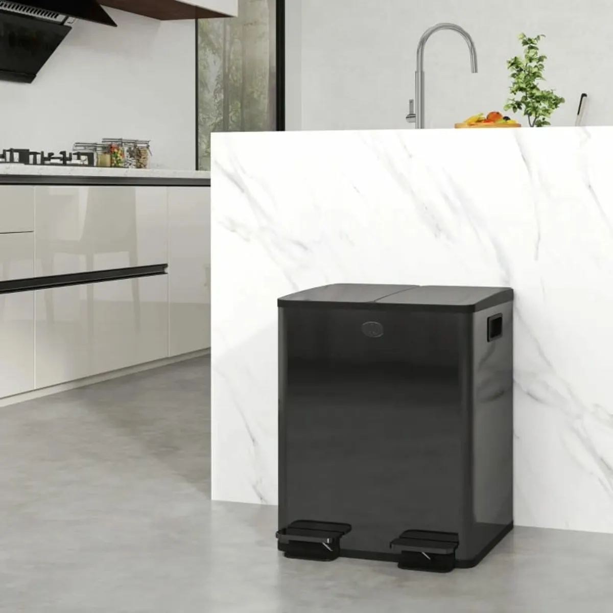 40L Dual Compartment Stainless Steel Bin, with Deo - Image 2