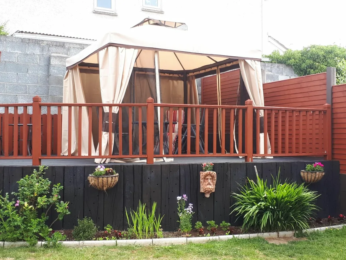 Gazeebo, 3m x 3m  in beige and black - Image 1