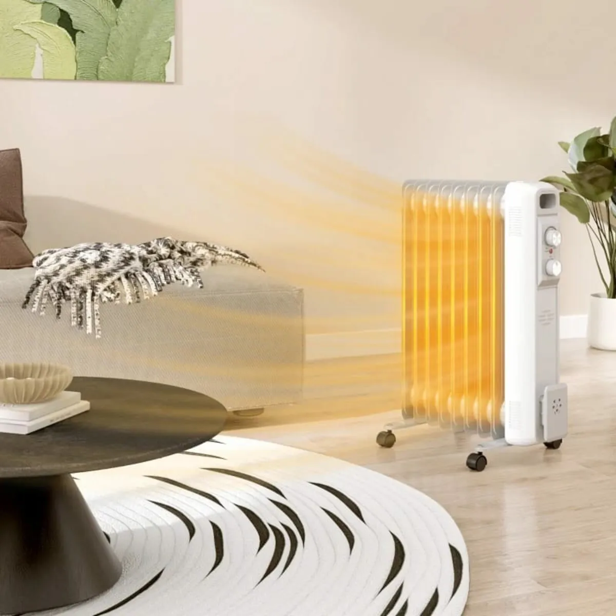 2kW Nine Fin Oil-Filled Radiator - White - Image 2