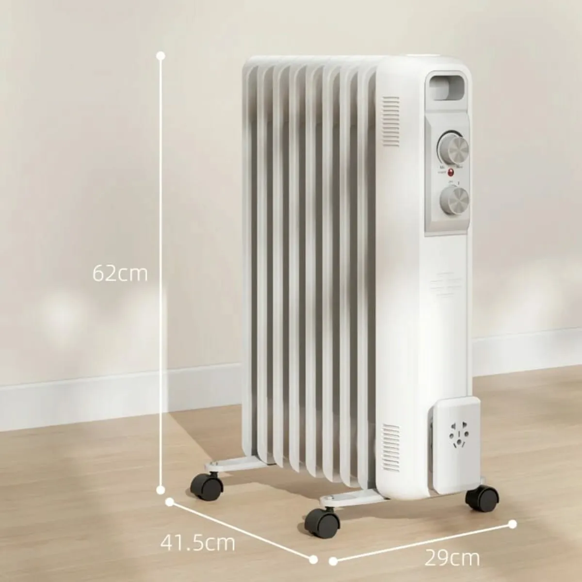 2kW Nine Fin Oil-Filled Radiator - White - Image 3