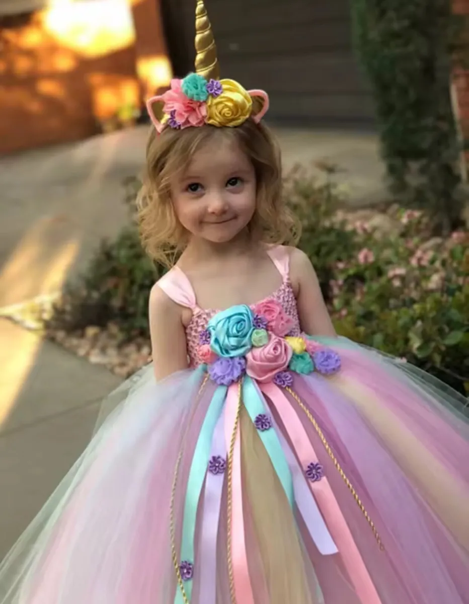 Unicorn Flower Tutu Dress Costume - Image 4