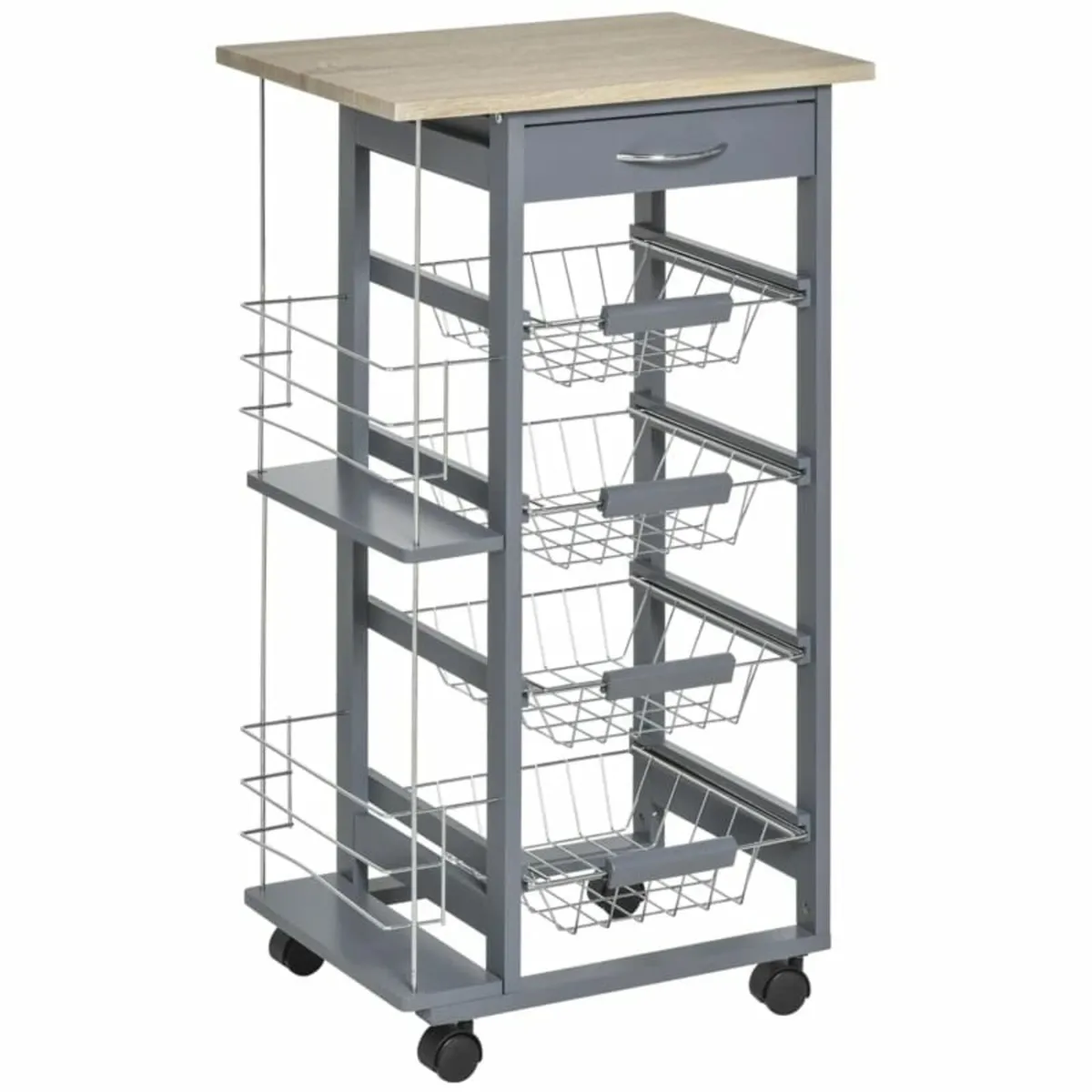 Rolling Kitchen Cart, Utility Storage Cart with 4 - Image 1
