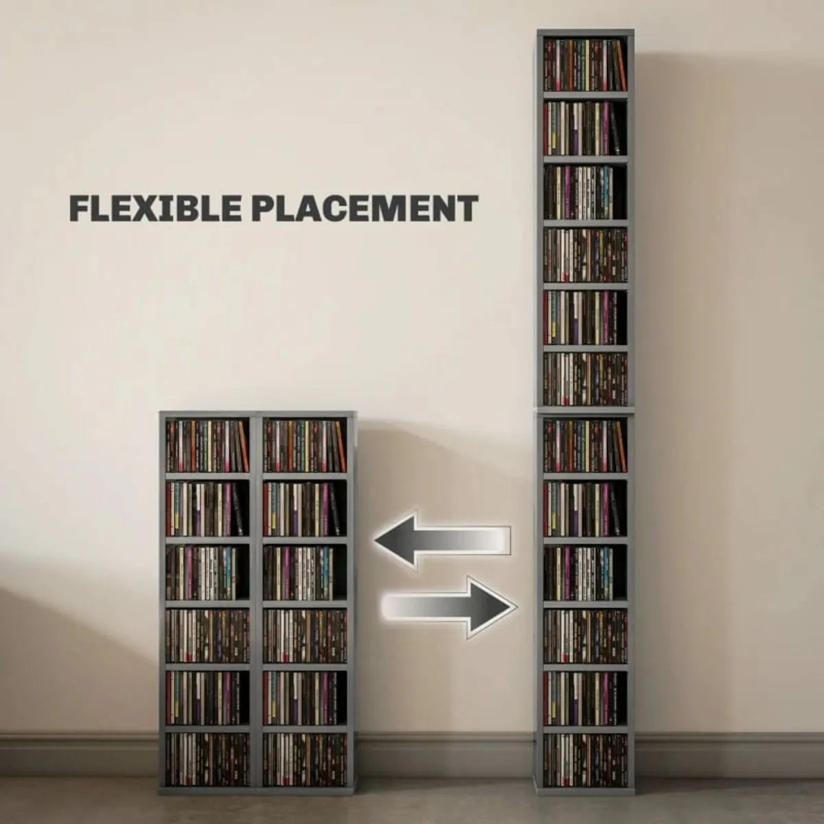 Set of Two 102 CD Storage Units - High Gloss Grey - Image 2