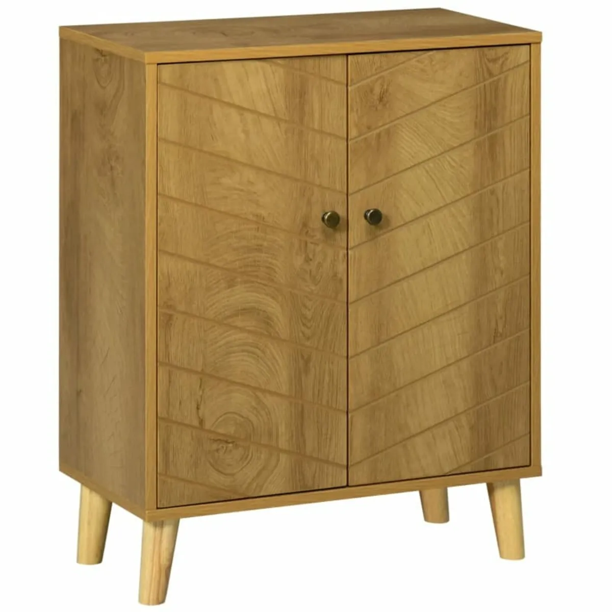 Vintage Storage Cabinet with Double Chevron Doors - Image 1