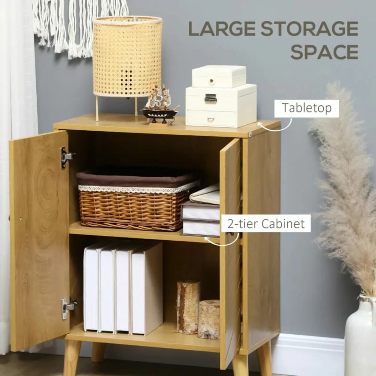 Vintage Storage Cabinet with Double Chevron Doors - Image 3