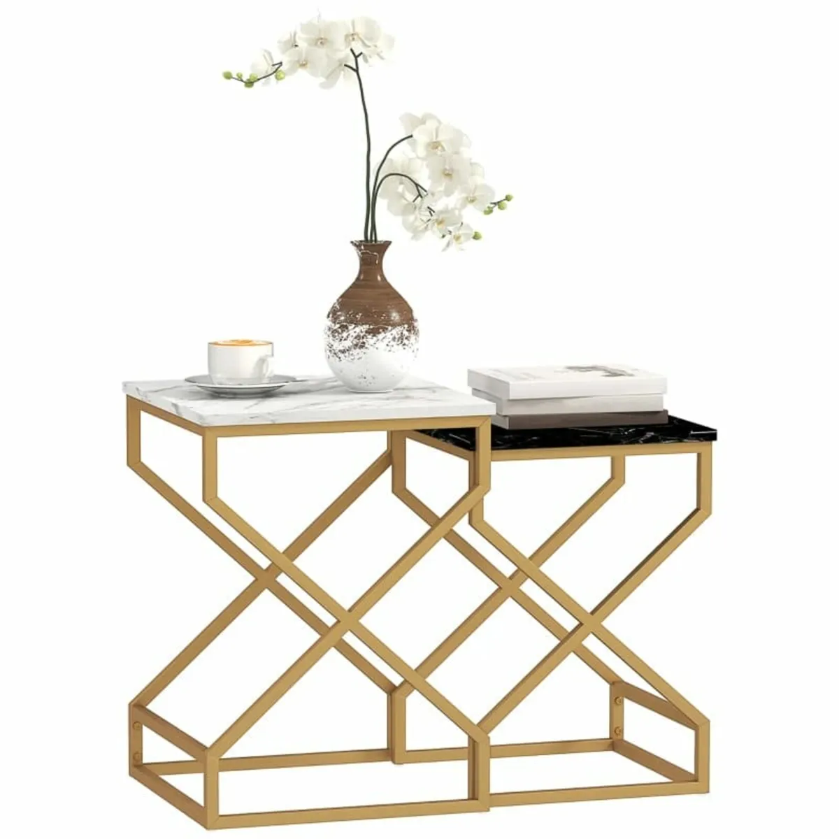 Set of Two Marble-Effect Nesting Tables - Image 1