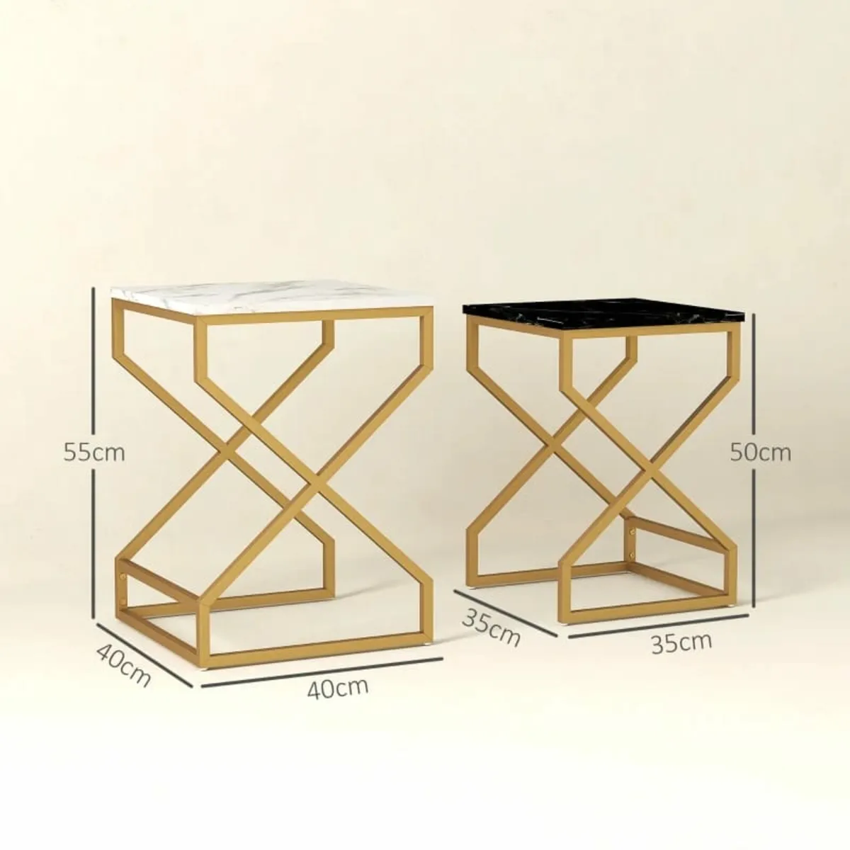 Set of Two Marble-Effect Nesting Tables - Image 2