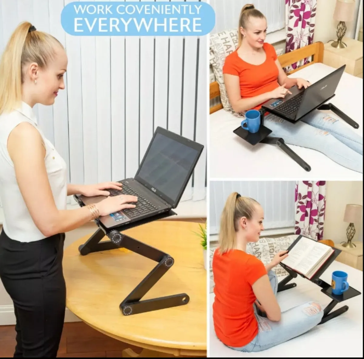 Folding Laptop Stand Riser Tray Table Desk NEW - Image 1
