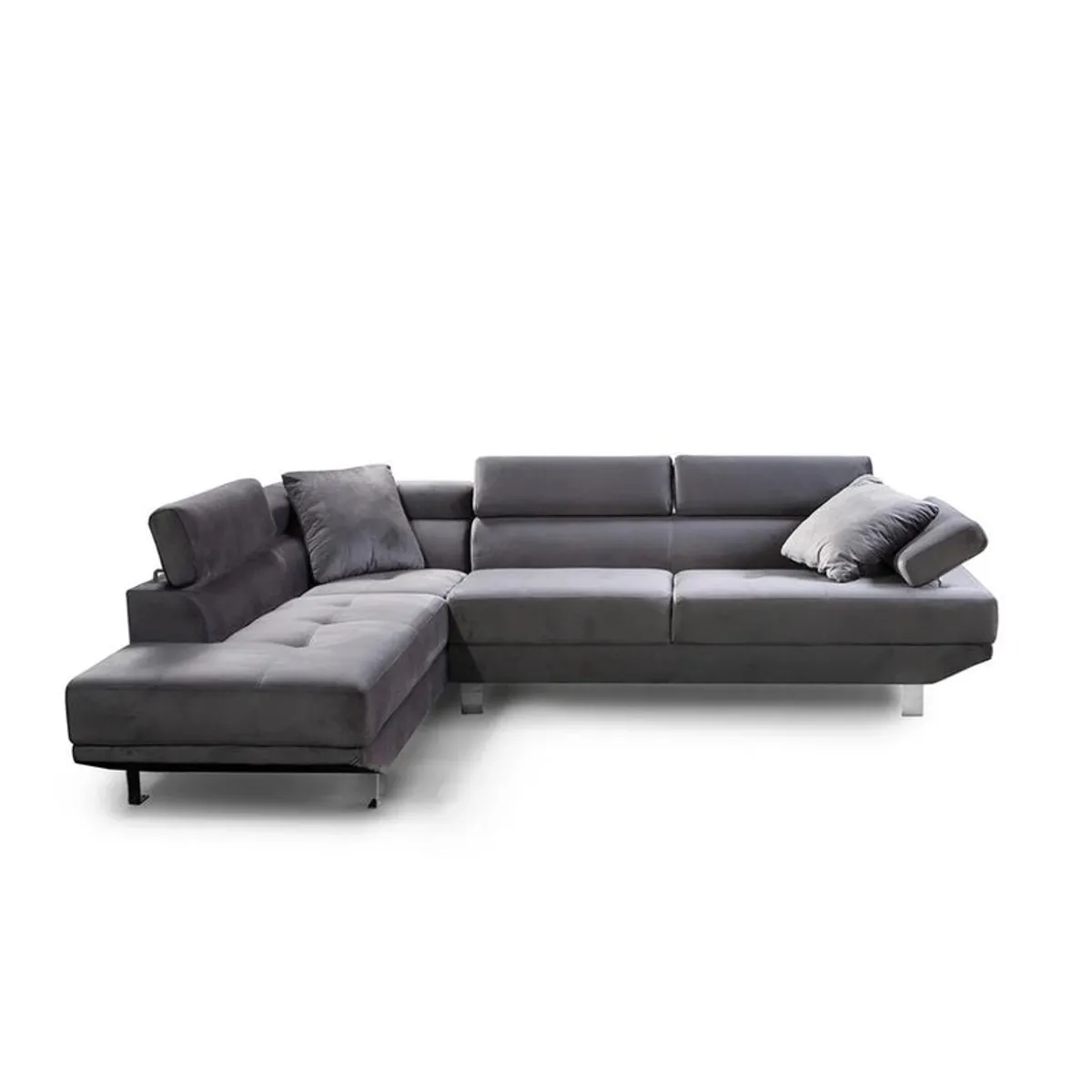 Modern 262cm Corner Chaise Sofa Grey Velvet - Image 3