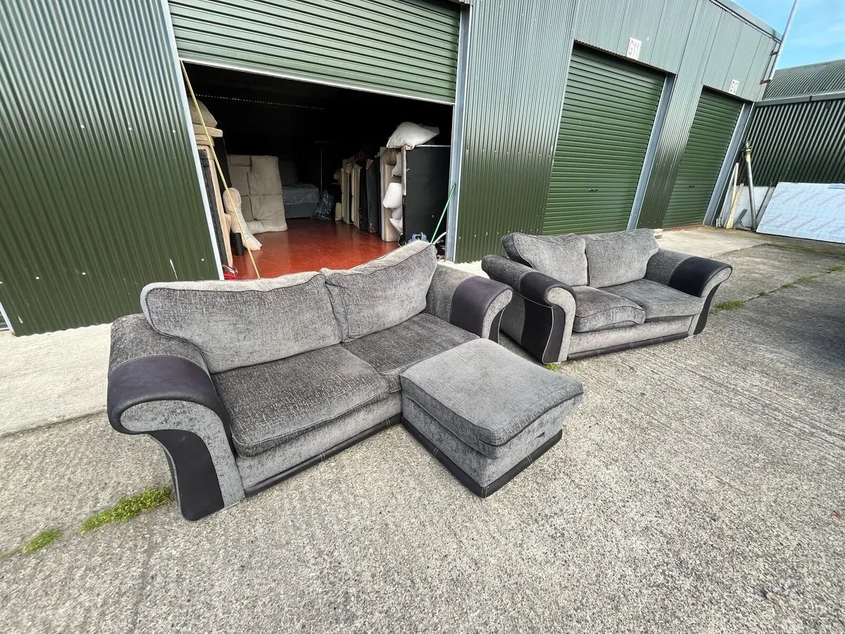Sofa grey/black 3+2 with blanket box - Image 1