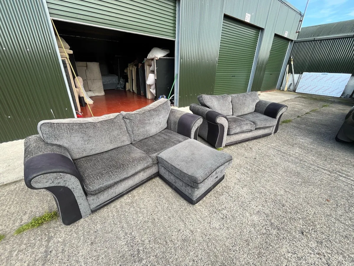 Sofa grey/black 3+2 with blanket box - Image 2