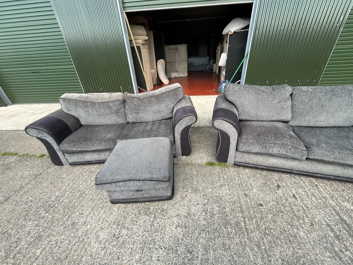 Sofa grey/black 3+2 with blanket box - Image 3