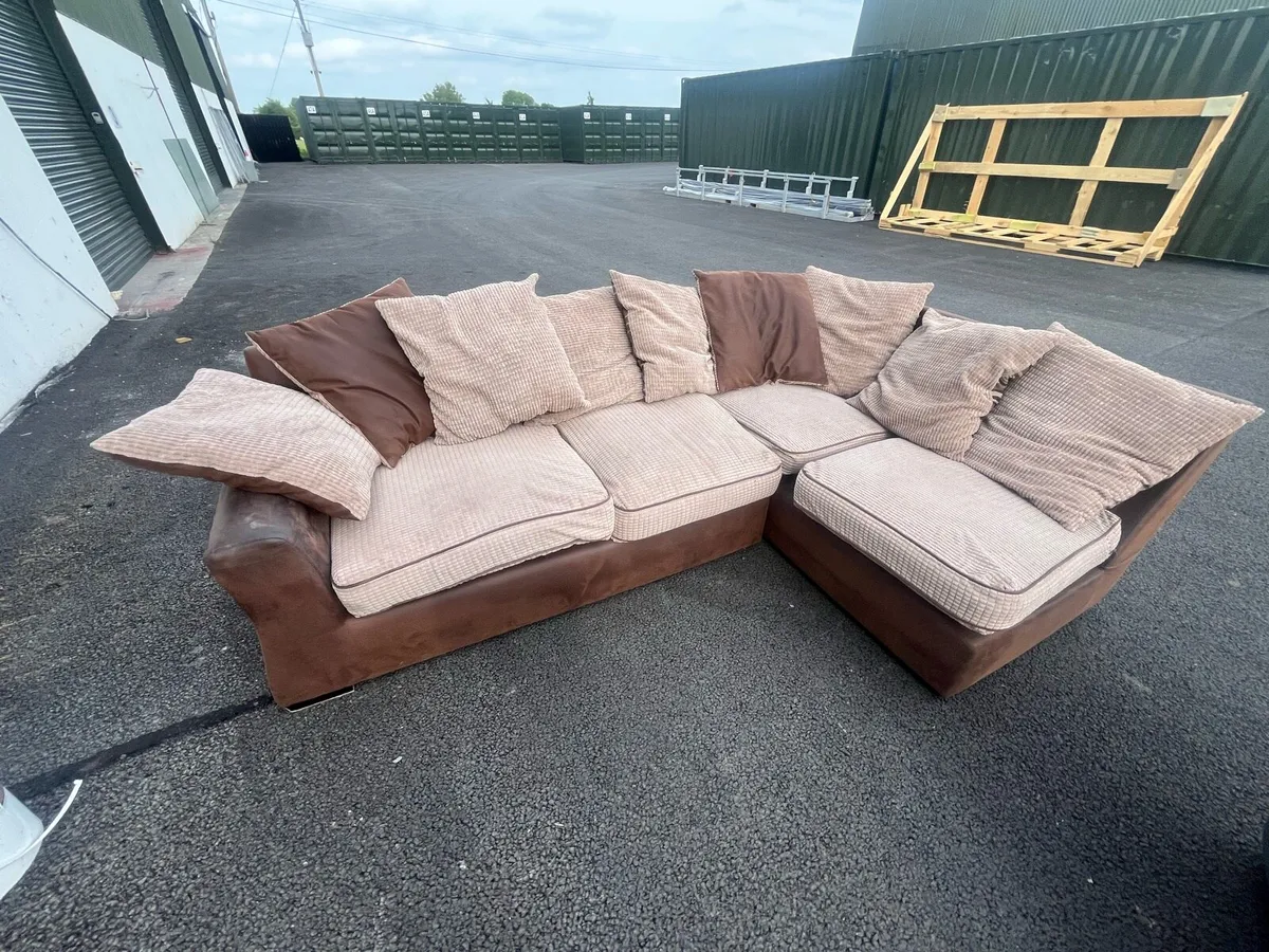 Brown corner sofa set l shaped couch - Image 4