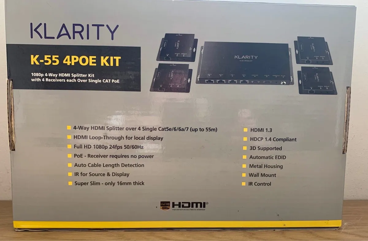 Klarity 1080P 4 Way 55m POE HDMI over CAT Extender - Image 4