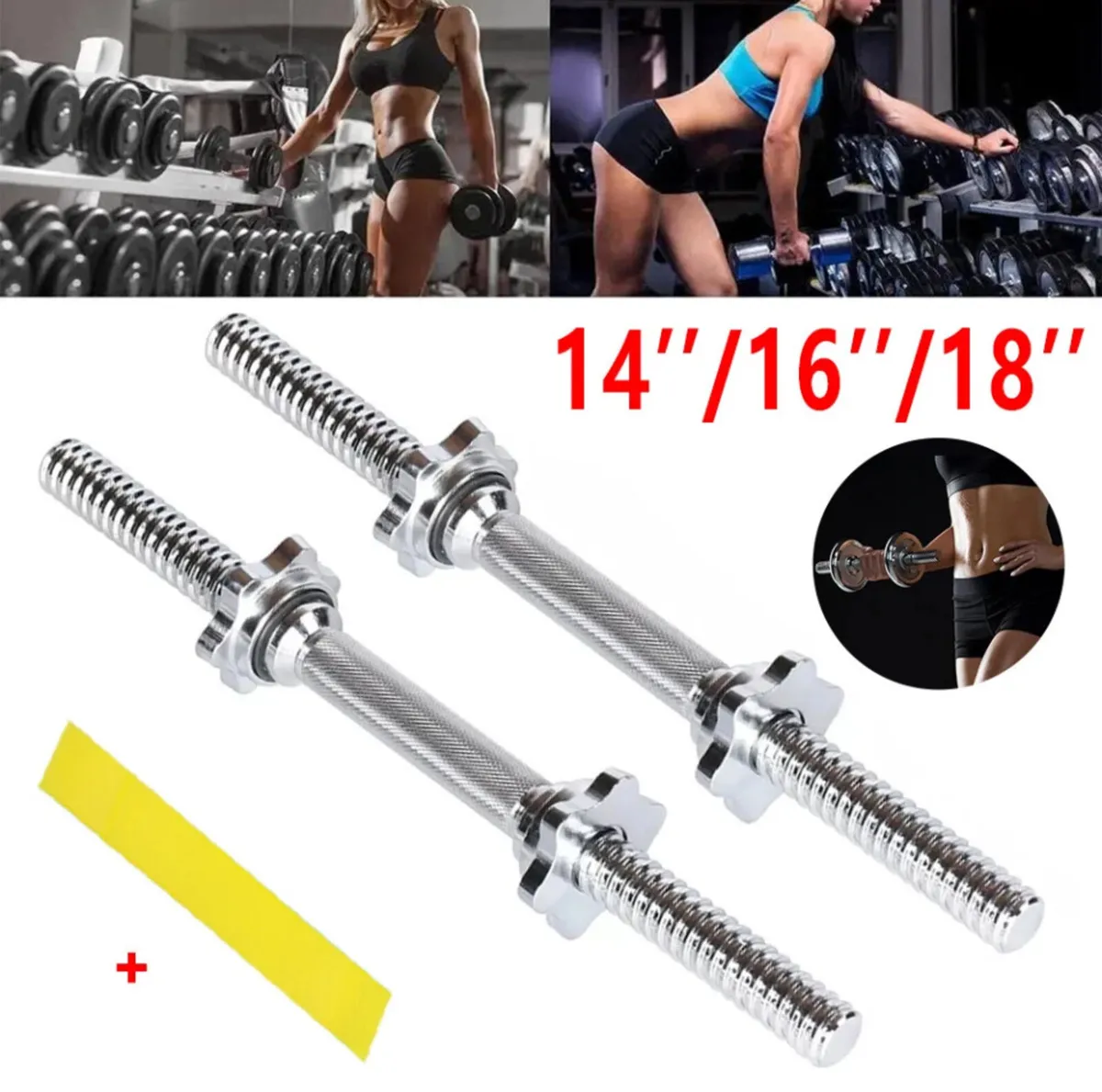 2 x Dumbbell Bar Pair Weight Lifting Set Spinlock - Image 1
