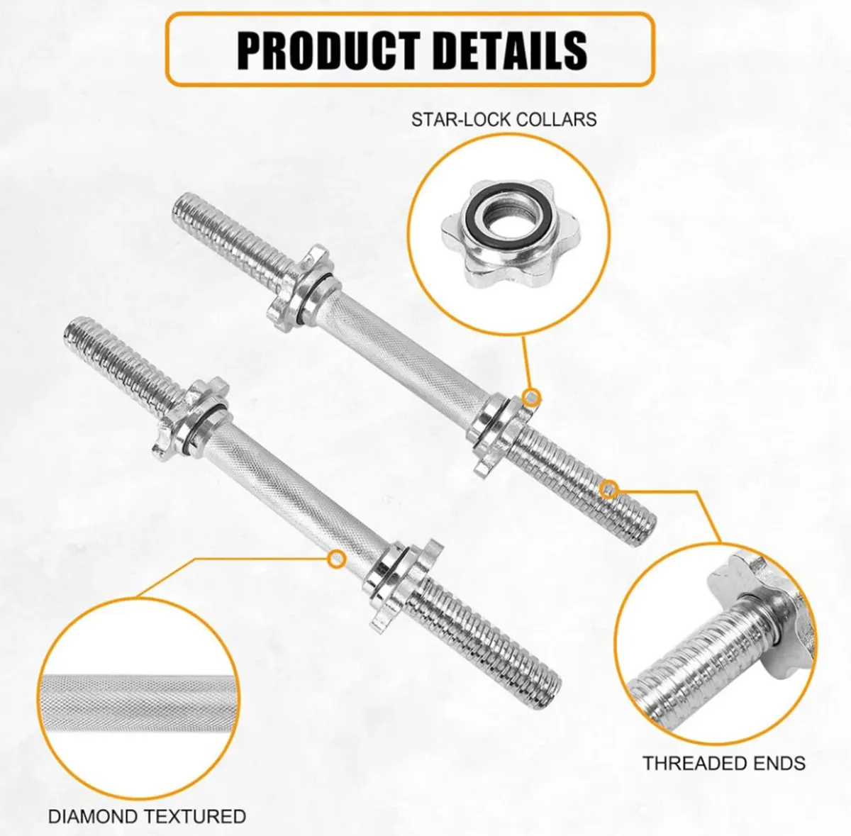 2 x Dumbbell Bar Pair Weight Lifting Set Spinlock - Image 3
