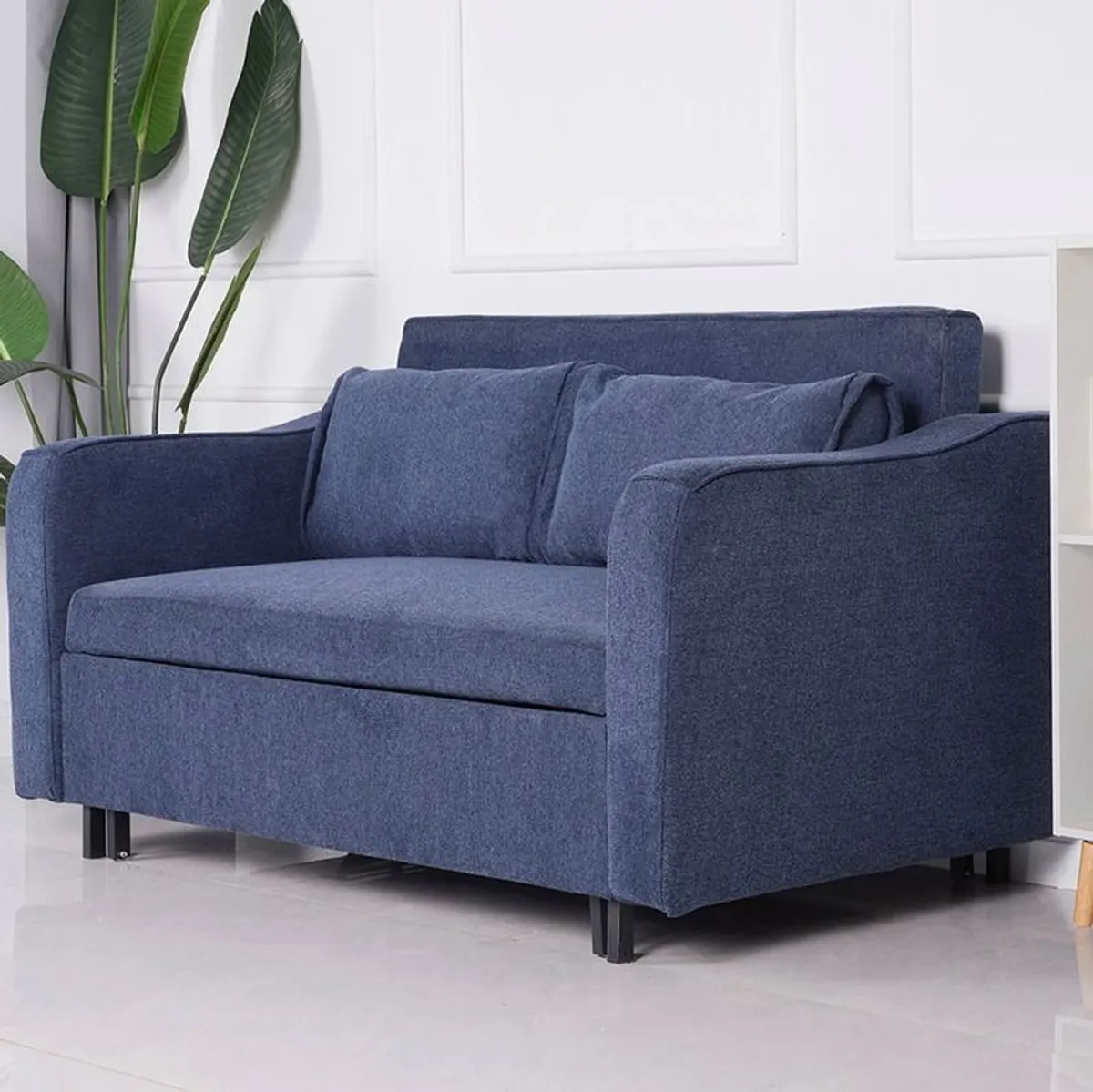 2 Seater Sofa Bed - Denim Blue - Image 1