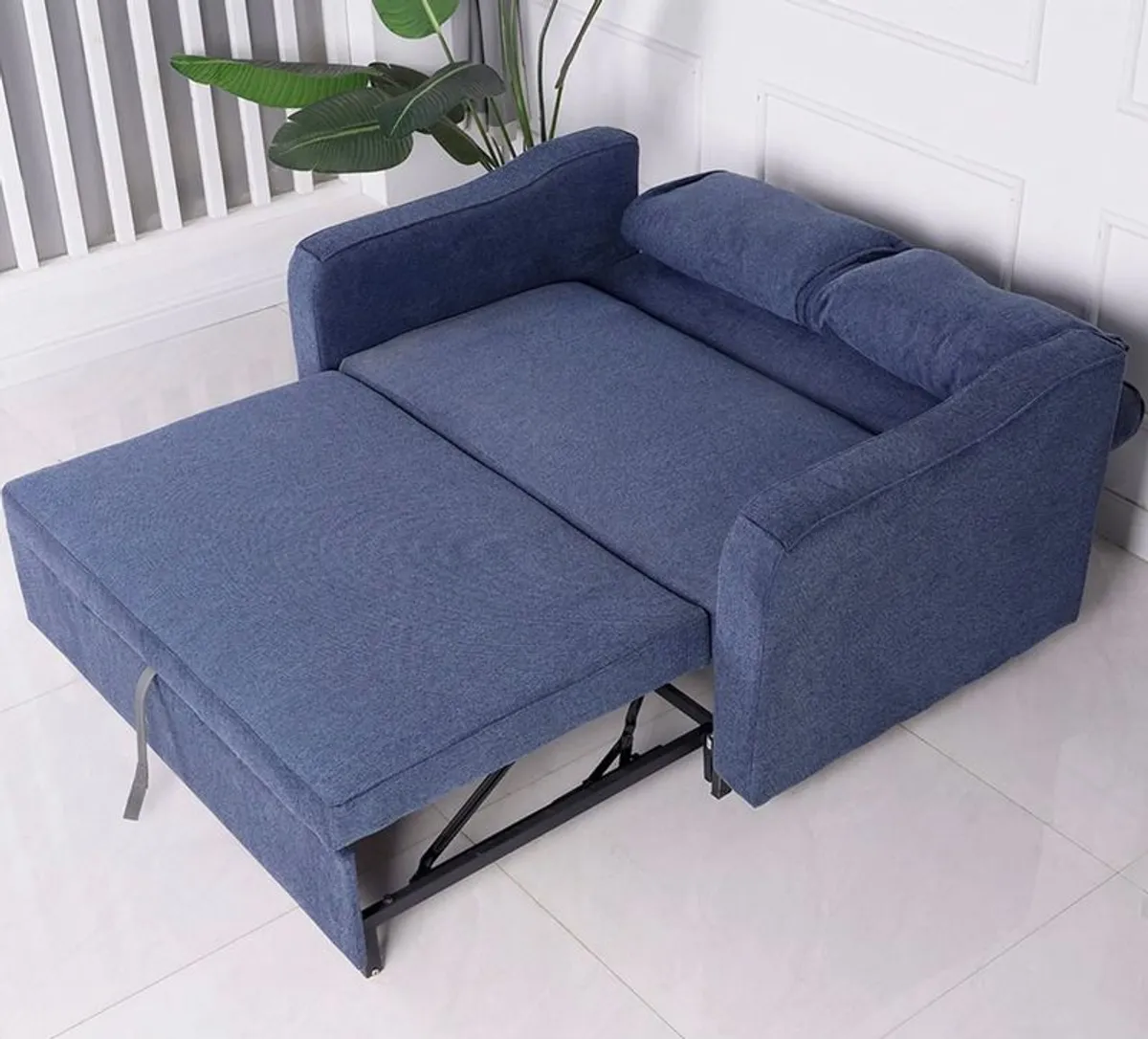 2 Seater Sofa Bed - Denim Blue - Image 2