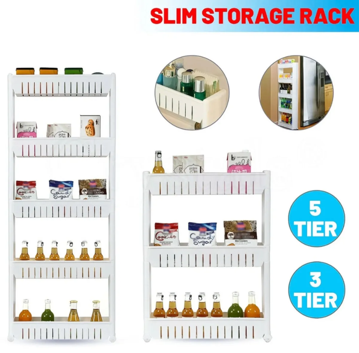 Slide Out Kitchen Trolley Rack 3 or 5 Shelves NEW - Image 2