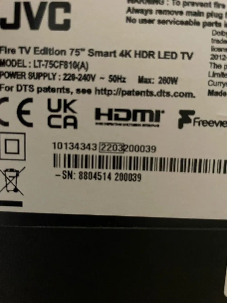 75” jvc smart tv not working - Image 3