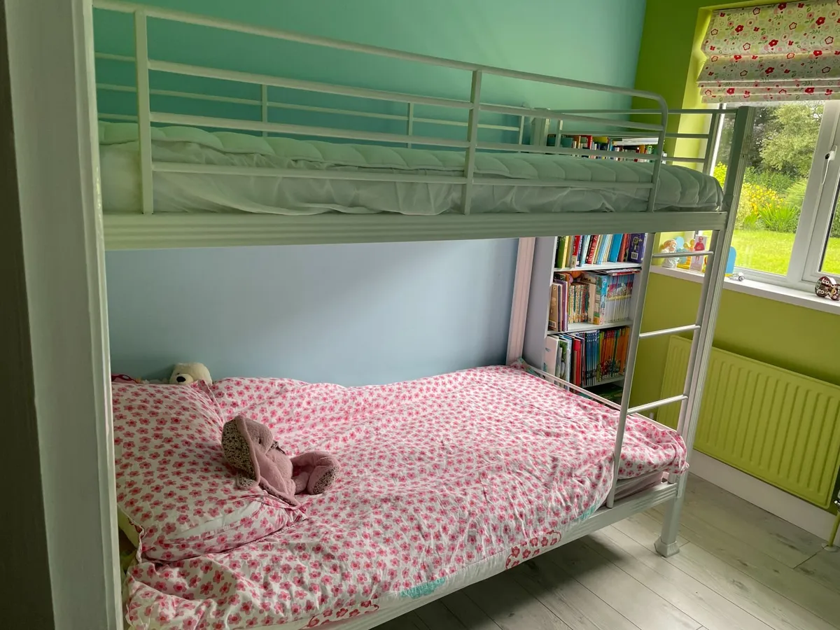 White metal  Bunk Beds  complete with mattress - Image 2