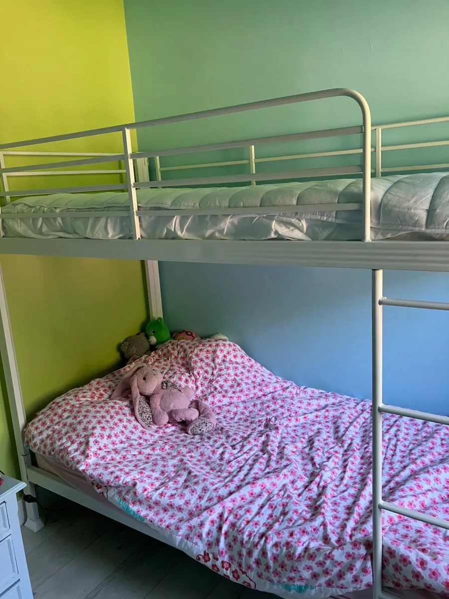 White metal  Bunk Beds  complete with mattress - Image 3