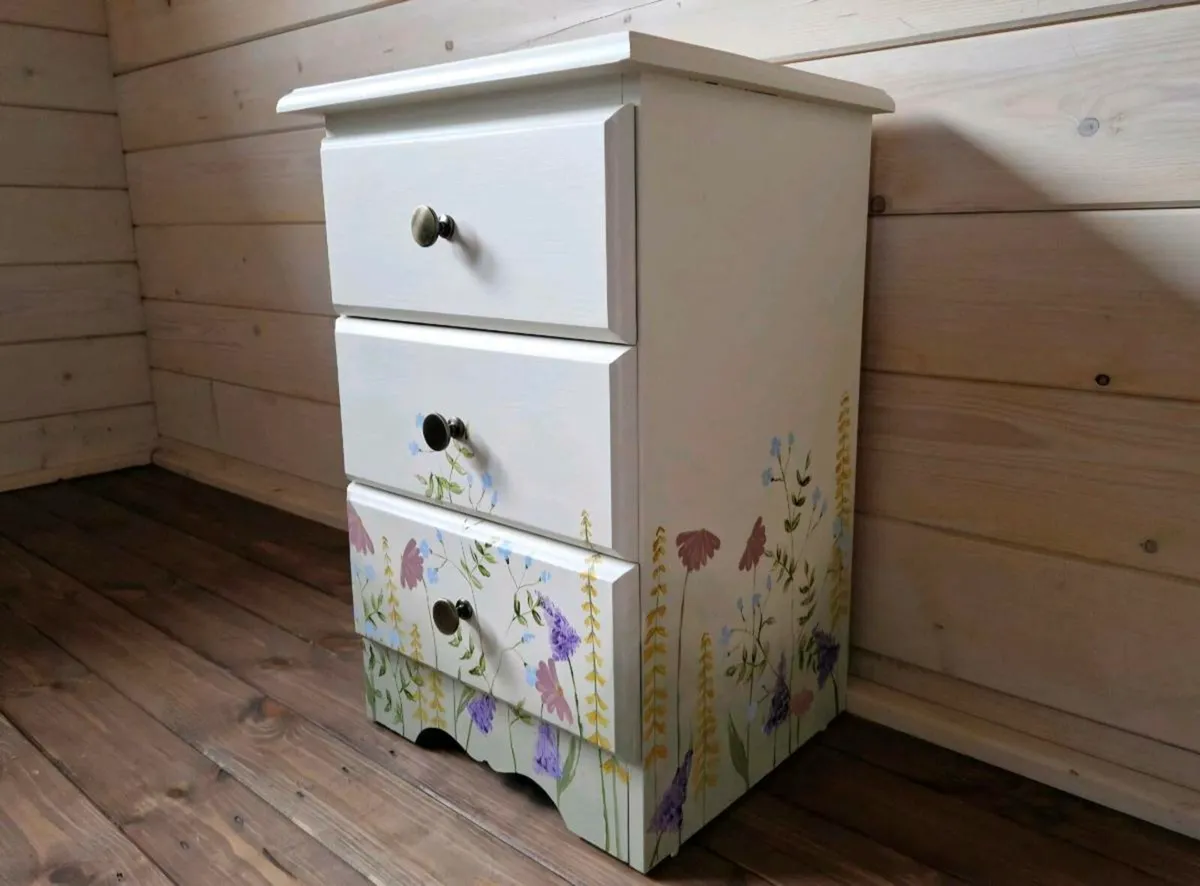 Handpainted Wildflower Bedside Locker - Image 1
