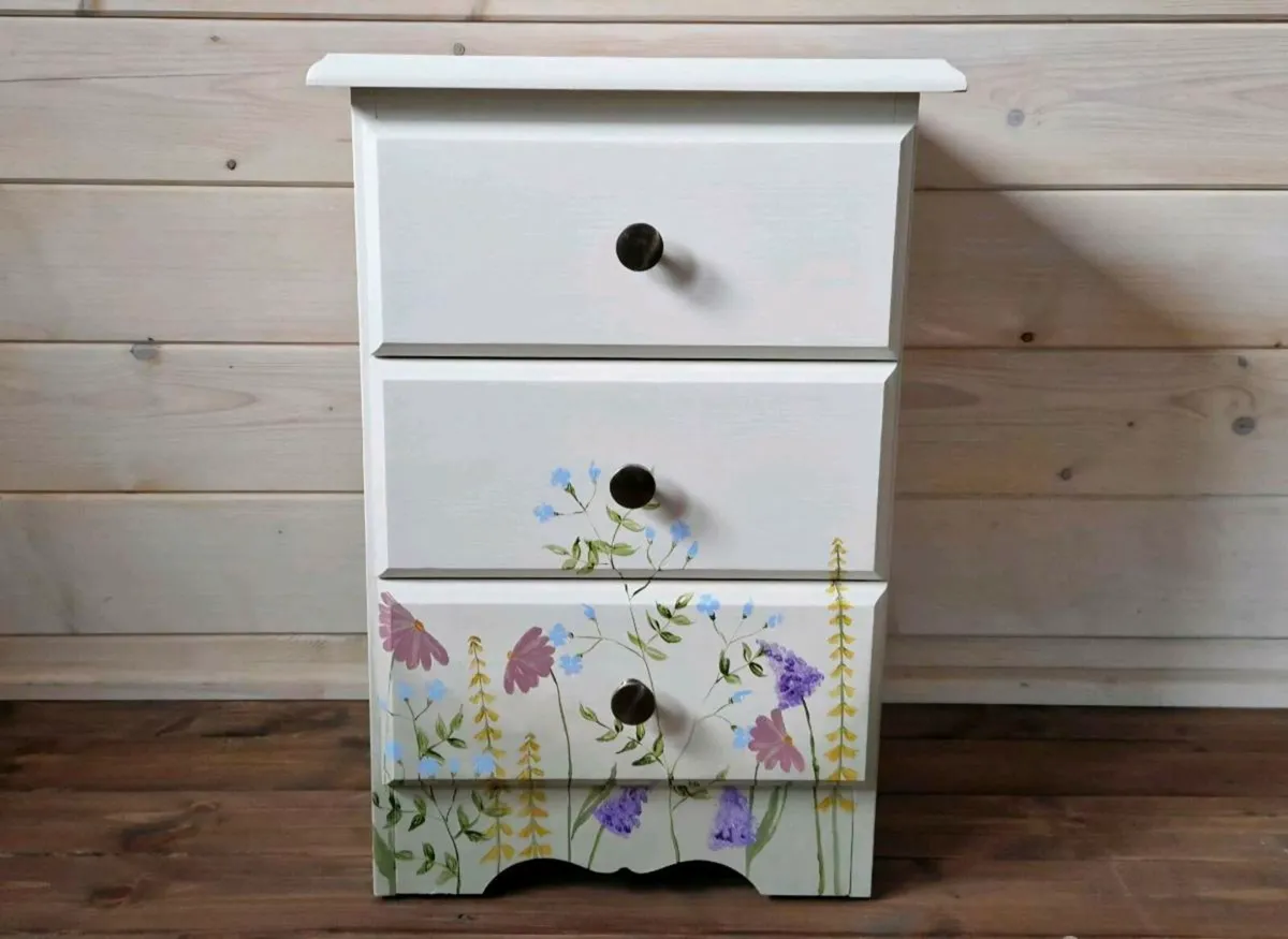 Handpainted Wildflower Bedside Locker - Image 2