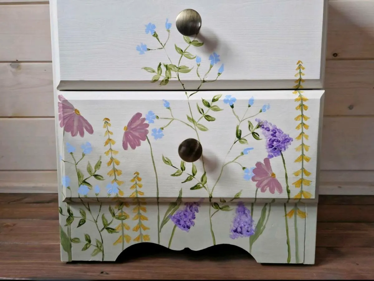 Handpainted Wildflower Bedside Locker - Image 4