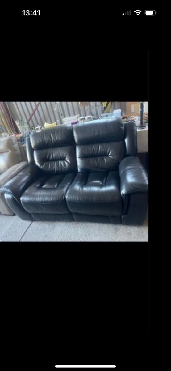 Black 2 seater reclining couch - Image 1