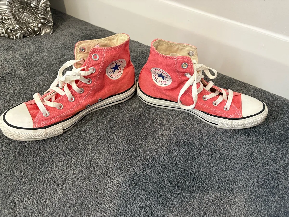 Women’s Pink High Top Converse Trainers - Image 1