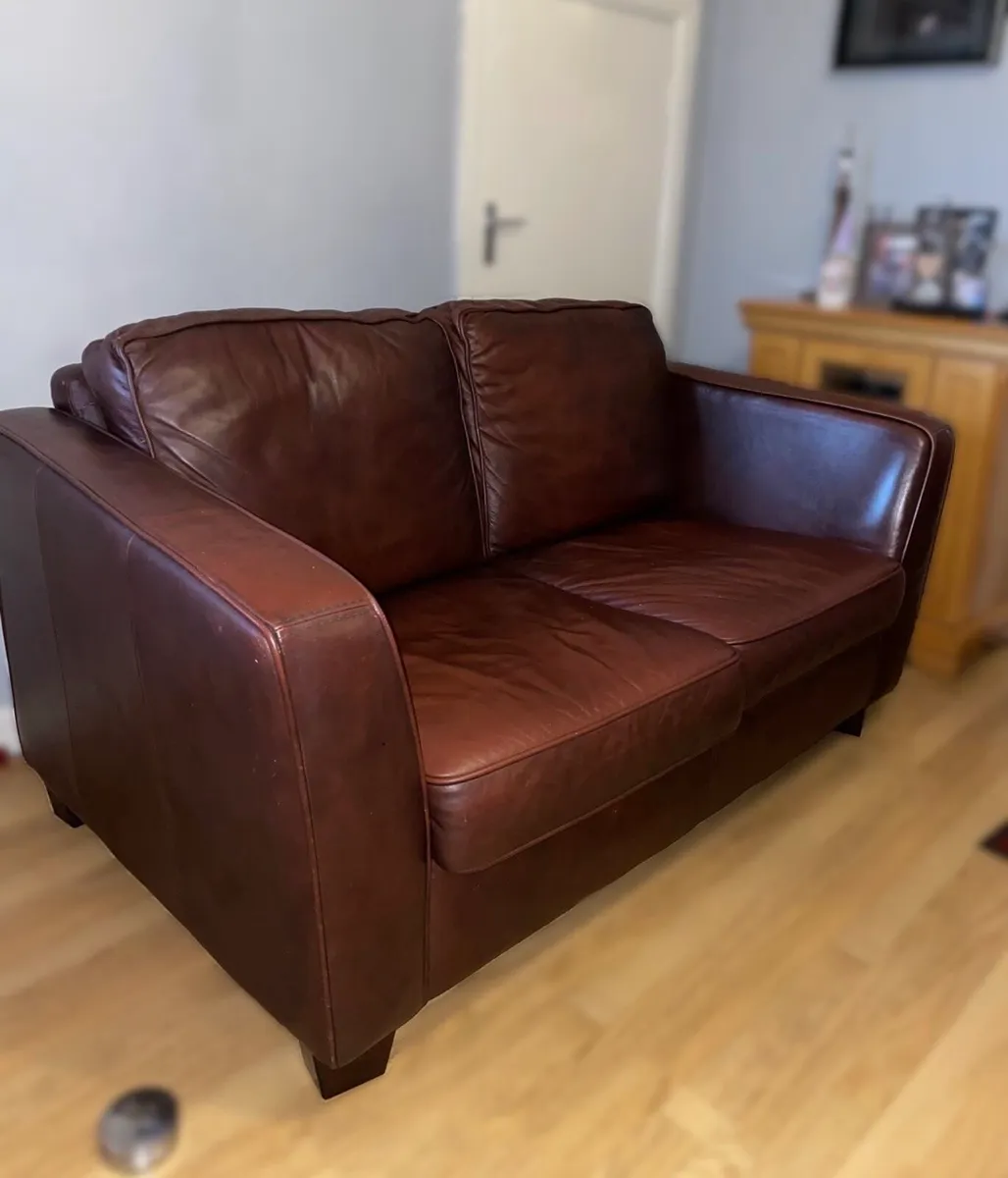 Two Genuine Leather 2 Seater Sofas