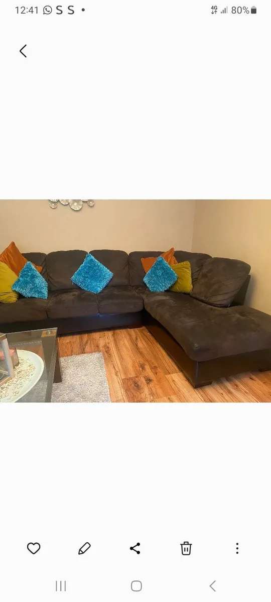 L couch,  swivel chair ,mat and coffee table
